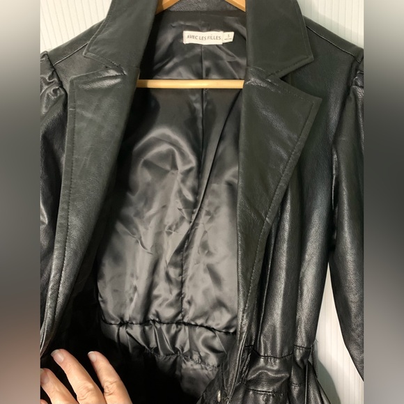 Avec Les Filles - Romper Black Faux Leather With Belt - Small - Picture 3 of 12